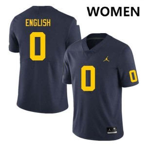 Women's Karmello English Navy Michigan Wolverines #0 College Football Game Jersey 183389-587