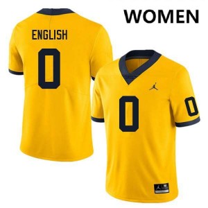 Womens Karmello English Yellow Michigan Wolverines #0 College Football University Jersey 105488-343