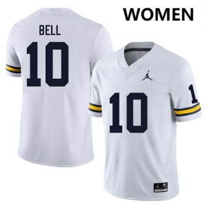 Women Kendrick Bell White Michigan Wolverines #10 College Football Limited Jersey 120726-537