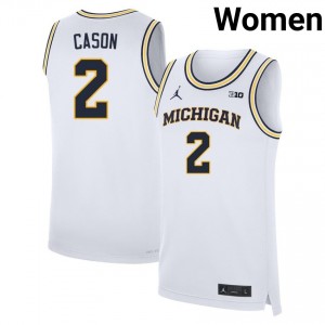 Womens L.J. Cason White Michigan Wolverines #2 College Basketball Game Jersey 268824-105