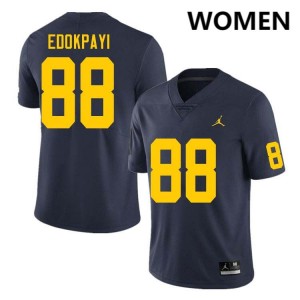 Womens Lugard Edokpayi Navy Michigan Wolverines #88 College Football Alumni Jersey 969104-811