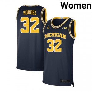 Women Malick Kordel Navy Michigan Wolverines #32 College Basketball High School Jersey 502740-669