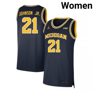 Womens Morez Johnson Jr. Navy Michigan Wolverines #21 College Basketball NCAA Jerseys 149923-192