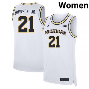 Women's Morez Johnson Jr. White Michigan Wolverines #21 College Basketball Embroidery Jerseys 594284-462