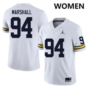 Women Nate Marshall White Michigan Wolverines #94 College Football Official Jerseys 800430-277