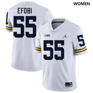 Women's Nathan Efobi White Michigan Wolverines #55 College Football Official Jersey 441300-740