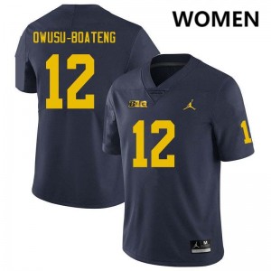 Women Nathaniel Owusu-Boateng Navy Michigan Wolverines #12 College Football 2025 Jerseys 431066-970