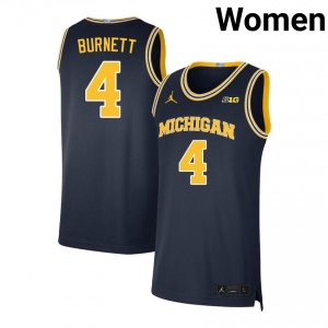 Womens Nimari Burnett Navy Michigan Wolverines #4 College Basketball University Jersey 374485-103