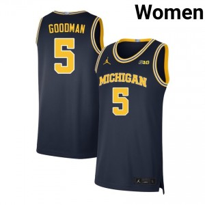 Women's Oscar Goodman Navy Michigan Wolverines #5 College Basketball Embroidery Jerseys 707301-372