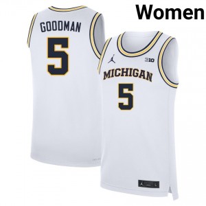Women Oscar Goodman White Michigan Wolverines #5 College Basketball High School Jersey 381700-850
