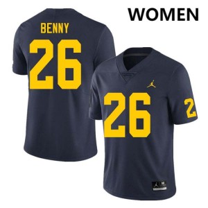 Women Rayshaun Benny Navy Michigan Wolverines #26 College Football Stitched Jersey 104267-959