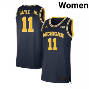 Womens Roddy Gayle Jr. Navy Michigan Wolverines #11 College Basketball Replica Jerseys 214501-604
