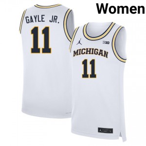 Women's Roddy Gayle Jr. White Michigan Wolverines #11 College Basketball Alumni Jerseys 983459-891