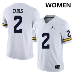 Women's Shamari Earls White Michigan Wolverines #2 College Football Stitched Jerseys 840866-626