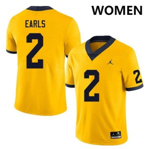 Women's Shamari Earls Yellow Michigan Wolverines #2 College Football High School Jerseys 651622-987