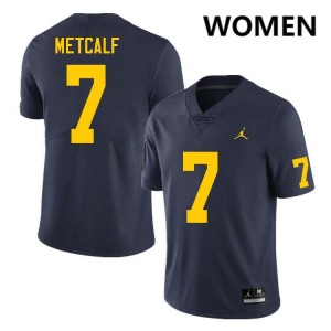 Women's TJ Metcalf Navy Michigan Wolverines #7 College Football Game Jerseys 774584-874