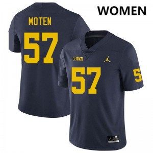 Womens Travis Moten Navy Michigan Wolverines #57 College Football 2025 Jerseys 866098-925