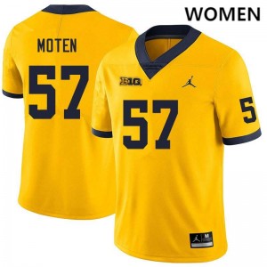Women's Travis Moten Yellow Michigan Wolverines #57 College Football University Jersey 553850-943