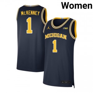 Women Trey McKenney Navy Michigan Wolverines #1 College Basketball Limited Jersey 588137-796