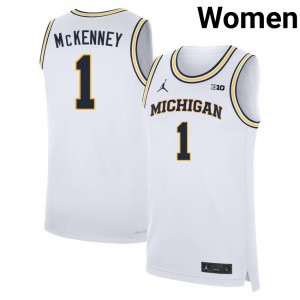 Womens Trey McKenney White Michigan Wolverines #1 College Basketball Alumni Jerseys 372389-966