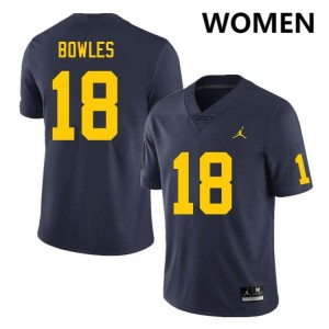Women's Troy Bowles Navy Michigan Wolverines #18 College Football Player Jersey 565683-537