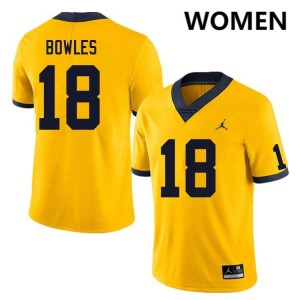 Women's Troy Bowles Yellow Michigan Wolverines #18 College Football 2025-26 Jerseys 476232-797