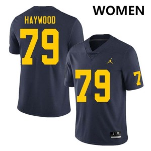 Womens Ty Haywood Navy Michigan Wolverines #79 College Football Game Jerseys 278540-691