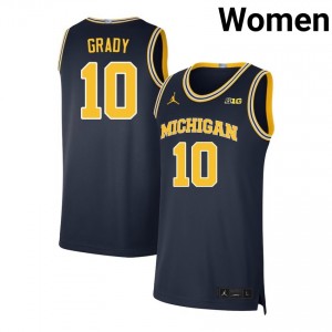Women Winters Grady Navy Michigan Wolverines #10 College Basketball High School Jersey 801494-977