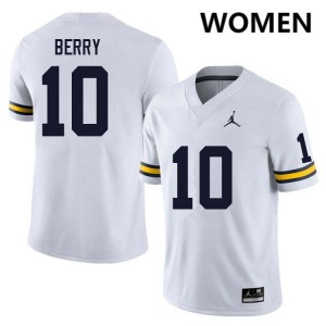 Womens Zeke Berry White Michigan Wolverines #10 College Football Stitched Jerseys 996553-699