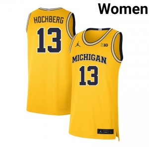 Womens Harrison Hochberg Maize Michigan Wolverines #13 College Basketball Limited Jerseys 507916-695