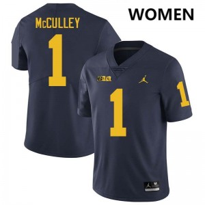 Women's Donaven McCulley Navy Michigan Wolverines #1 College Football Embroidery Jerseys 121367-695
