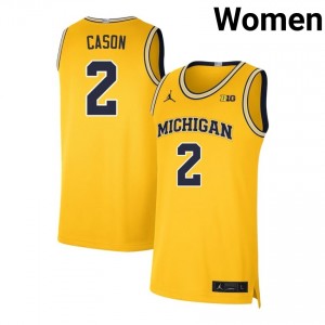 Women L.J. Cason Maize Michigan Wolverines #2 College Basketball Embroidery Jerseys 761922-401