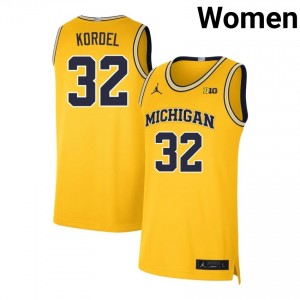Women Malick Kordel Maize Michigan Wolverines #32 College Basketball NCAA Jersey 384242-427