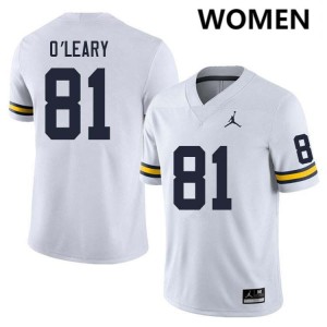 Womens Peyton O'Leary White Michigan Wolverines #81 College Football Replica Jerseys 828729-568