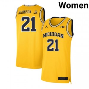 Women Morez Johnson Jr. Maize Michigan Wolverines #21 College Basketball 2025 Jerseys 757673-959