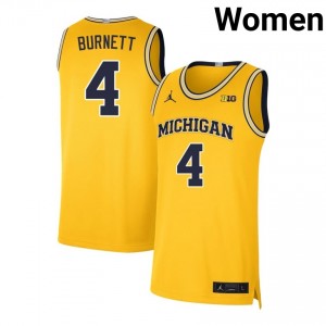 Womens Nimari Burnett Maize Michigan Wolverines #4 College Basketball Stitched Jersey 157388-609