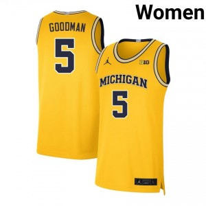Womens Oscar Goodman Maize Michigan Wolverines #5 College Basketball 2025 Jersey 202974-395