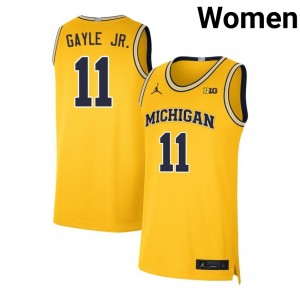 Womens Roddy Gayle Jr. Maize Michigan Wolverines #11 College Basketball 2025-26 Jerseys 732550-506
