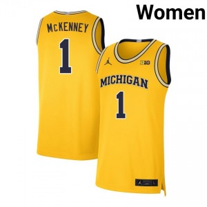 Women Trey McKenney Maize Michigan Wolverines #1 College Basketball 2025 Jerseys 403759-270