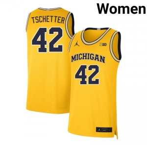 Womens Will Tschetter Maize Michigan Wolverines #42 College Basketball 2025 Jersey 783912-370