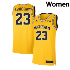 Women's Yaxel Lendeborg Maize Michigan Wolverines #23 College Basketball 2025 Jersey 175301-741