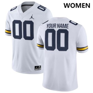Women's Custom White Michigan Wolverines #00 College Football High School Jerseys 270093-753