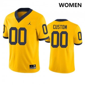 Women Custom Yellow Michigan Wolverines #00 College Football 2025-26 Jersey 842193-871