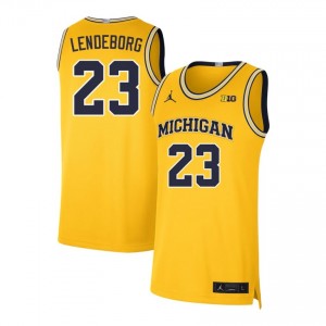 Mens Yaxel Lendeborg Maize Michigan Wolverines #23 College Basketball Player Jerseys 219277-421