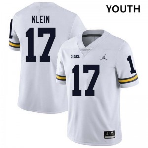 Youth Marlin Klein White Michigan Wolverines #17 College Football High School Jersey 756706-454