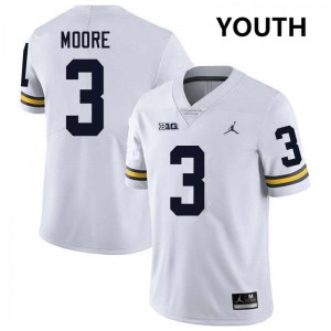 Youth Fredrick Moore White Michigan Wolverines #3 College Football 2025-26 Jersey 970157-740