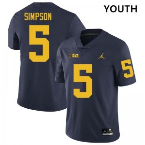 Youth Anthony Simpson Navy Michigan Wolverines #5 College Football Game Jersey 190441-999