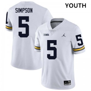 Youth Anthony Simpson White Michigan Wolverines #5 College Football Alumni Jersey 101621-669
