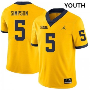 Youth Anthony Simpson Yellow Michigan Wolverines #5 College Football 2025 Jerseys 286054-627