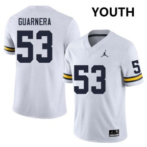 Youth Jake Guarnera White Michigan Wolverines #53 College Football Game Jersey 216075-994